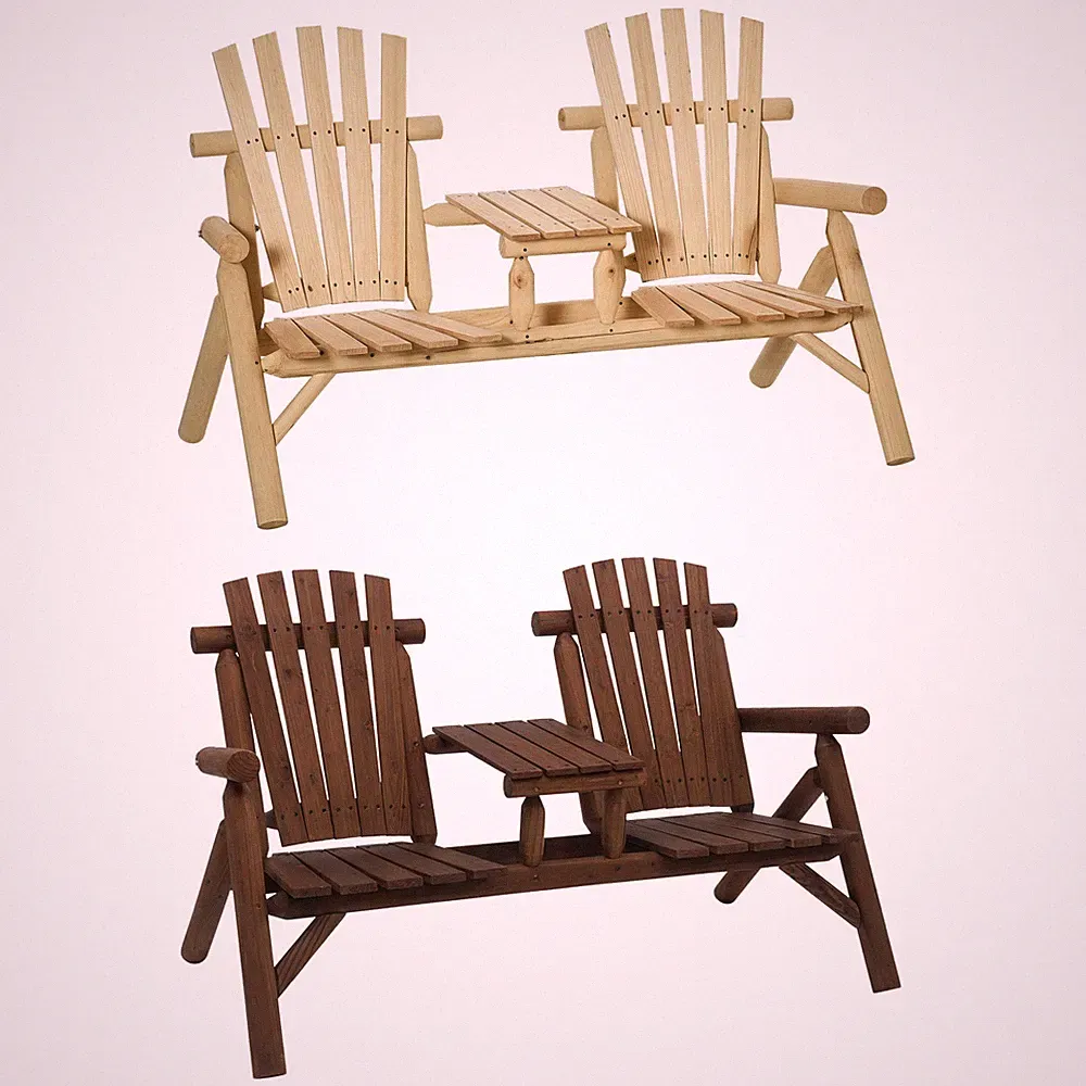 Outsunny Gartenbank mit Tisch Gartenmöbel Sitzbank 2 Stühle Massivholz