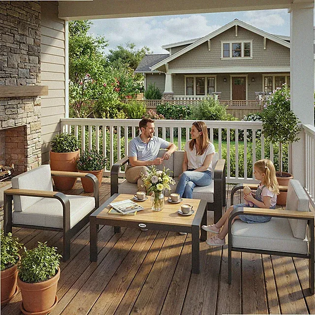 Outsunny Gartenmöbel Set Aluminium Sitzgruppe für 4 Personen Wasserabweisend