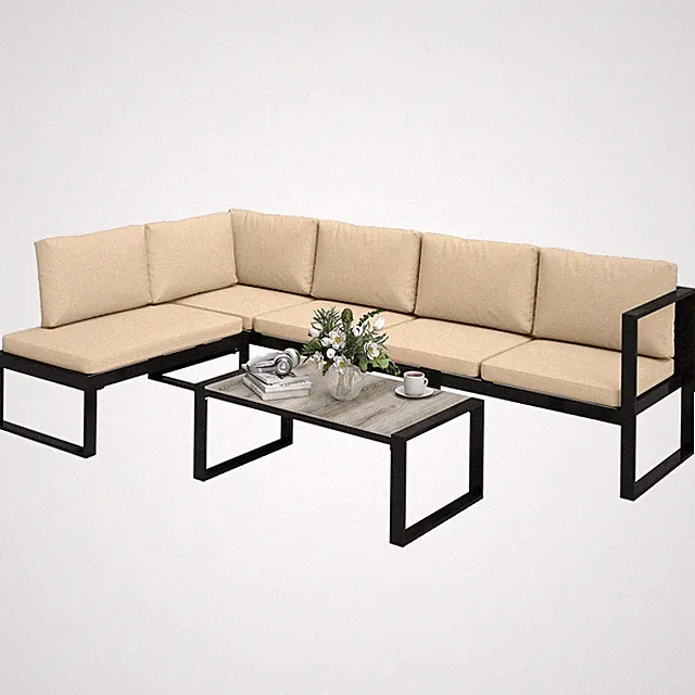 Outsunny Gartenmöbel-Set aus Metall, 4-teilig, Khaki