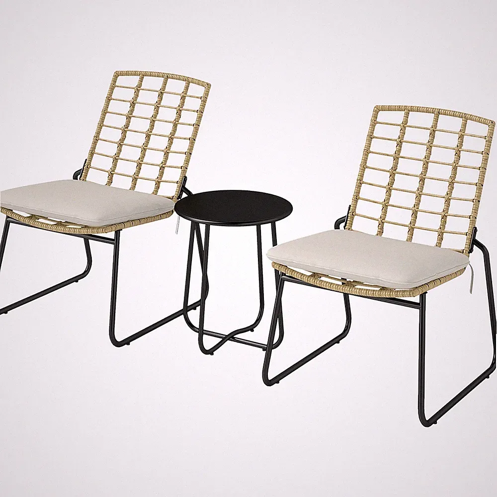 Outsunny Rattan Gartenmöbel Set, Balkonmöbel Set für 2 Personen Refurbished