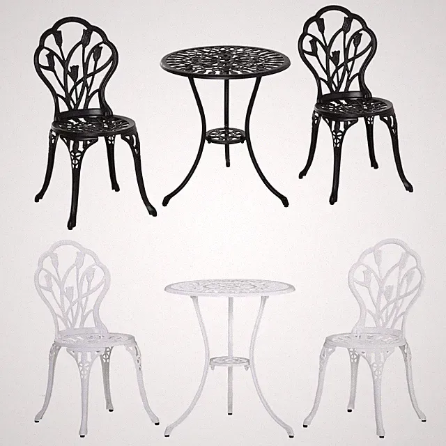 Outsunny Sitzgruppe 3-teilige Essgruppe Gartenmöbel-Set 1 Refurbished