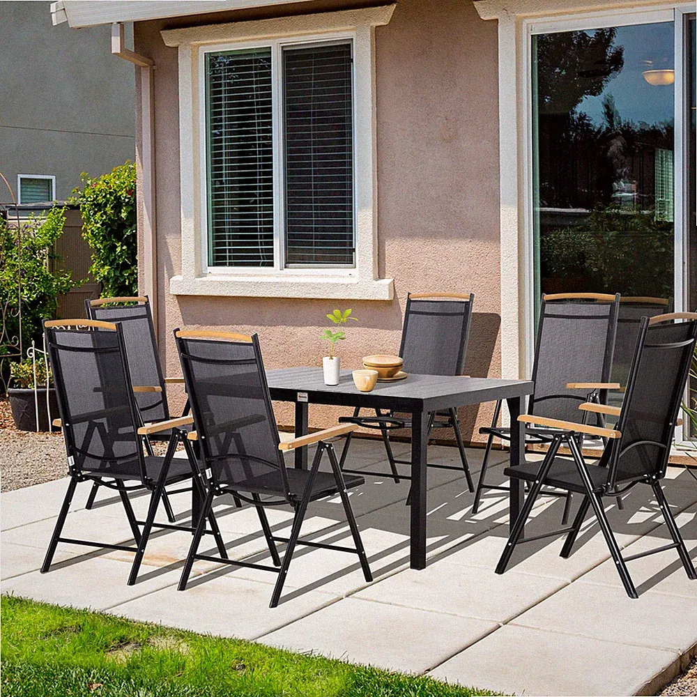 Outsunny Sitzgruppe klappbar 7tlg. Balkonset 1 Tisch+6 Stühle Gartenmöbel