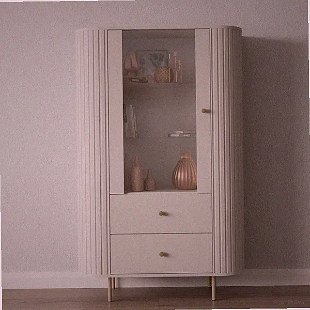 Ovalio Vitrine Typ 112 Standvitrine Schublade Modern Wohnzimmer Farbwahl