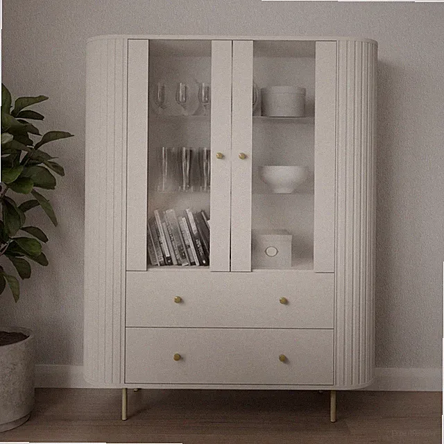 Ovalio Vitrine Typ 122 Standvitrine Schublade Modern Wohnzimmer Farbwahl