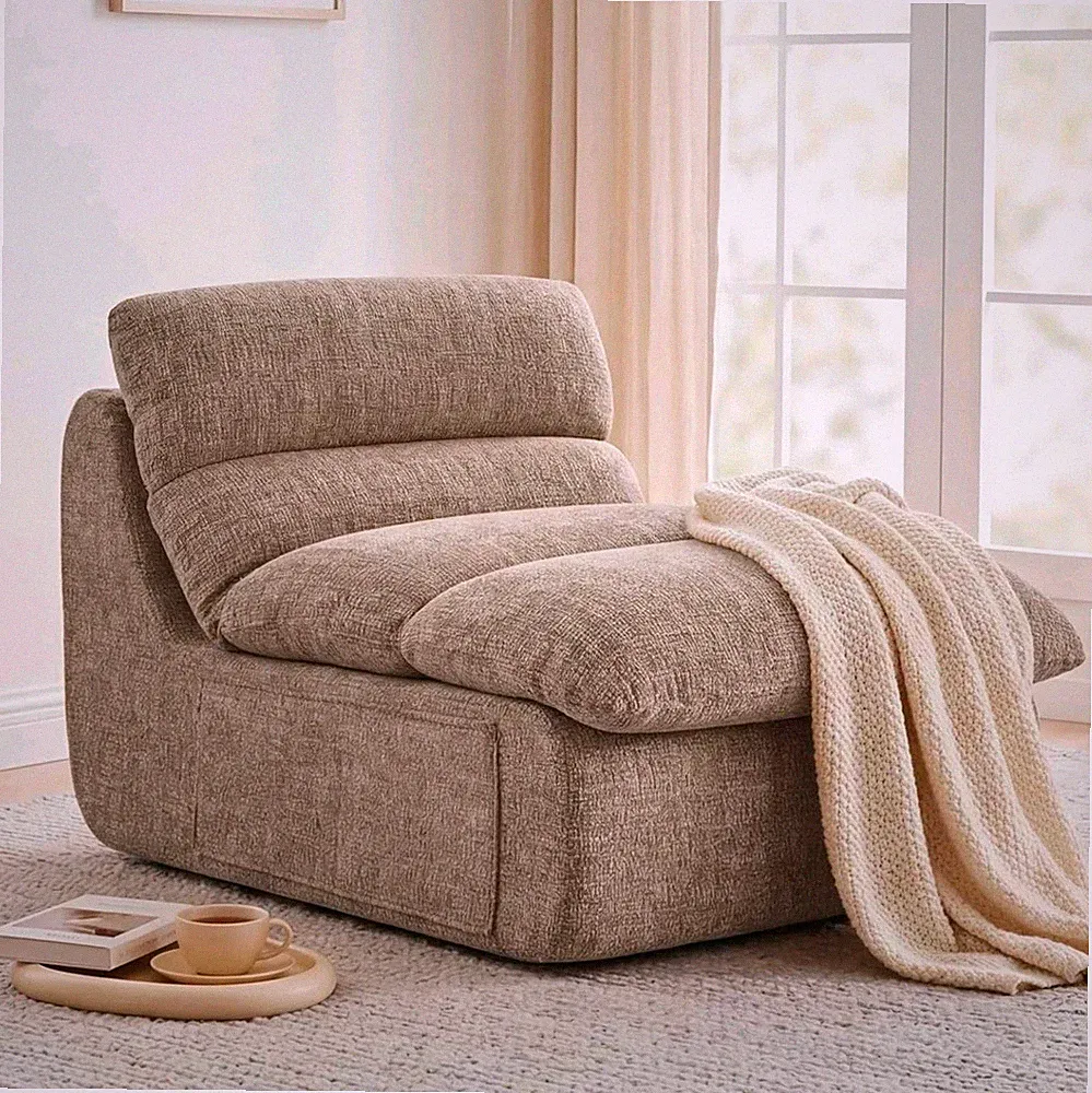OVP - XXL Sitzsack Taupe Chenille, Hochdichter Kompressionsschaum