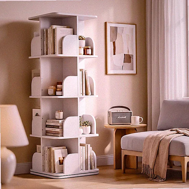Oyajia 360° Drehbares Bücherregal Offener Bücherschrank Drehregal Standregal