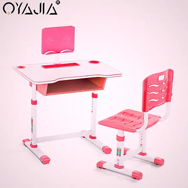 OYAJIA Verstellbar Kinderschreibtisch Kinder Studiertisch & Stuhl mit LED Lampe