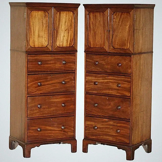 PAAR CASTLE HOWARD ANTIK 1840 MAHAGONI TALLBOY KOMMODE SCHRÄNKE