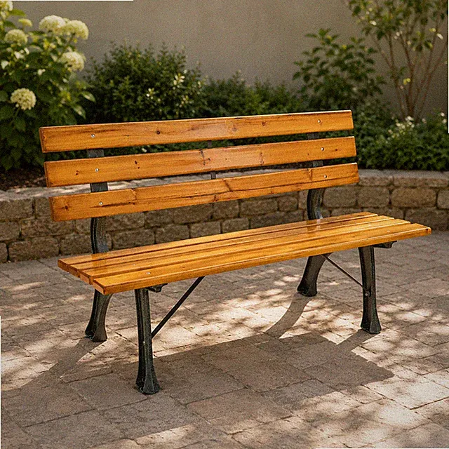 Parkbank Gartenbank 120 cm Gusseisen Holz mahagonifarben Sitzbank Bank