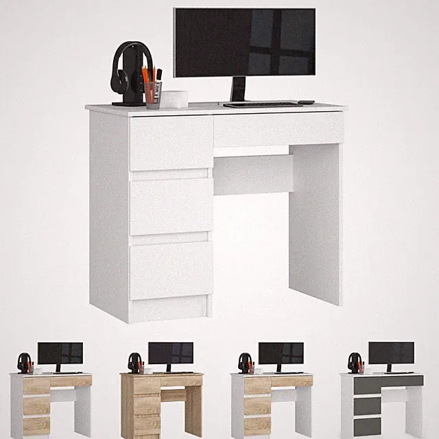 PC-Schreibtisch AKORD A7 links mit 4 Schubladen B90xH77xT50 cm