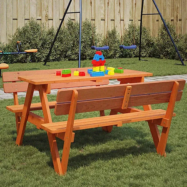 Picknicktisch für 4 Kinder Kindersitzgarnitur Picknickgarnitur Massivholz vidaXL