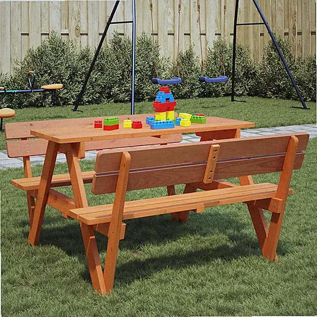 Picknicktisch für 4 Kinder Kindersitzgarnitur Picknickgarnitur Massivholz vidaXL