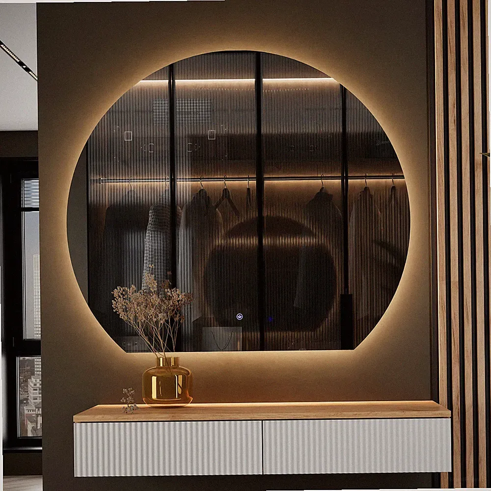 Planetmöbel AMYRA Konsolentisch 100 cm mit LED Spiegel AUBE 80 - 100 cm