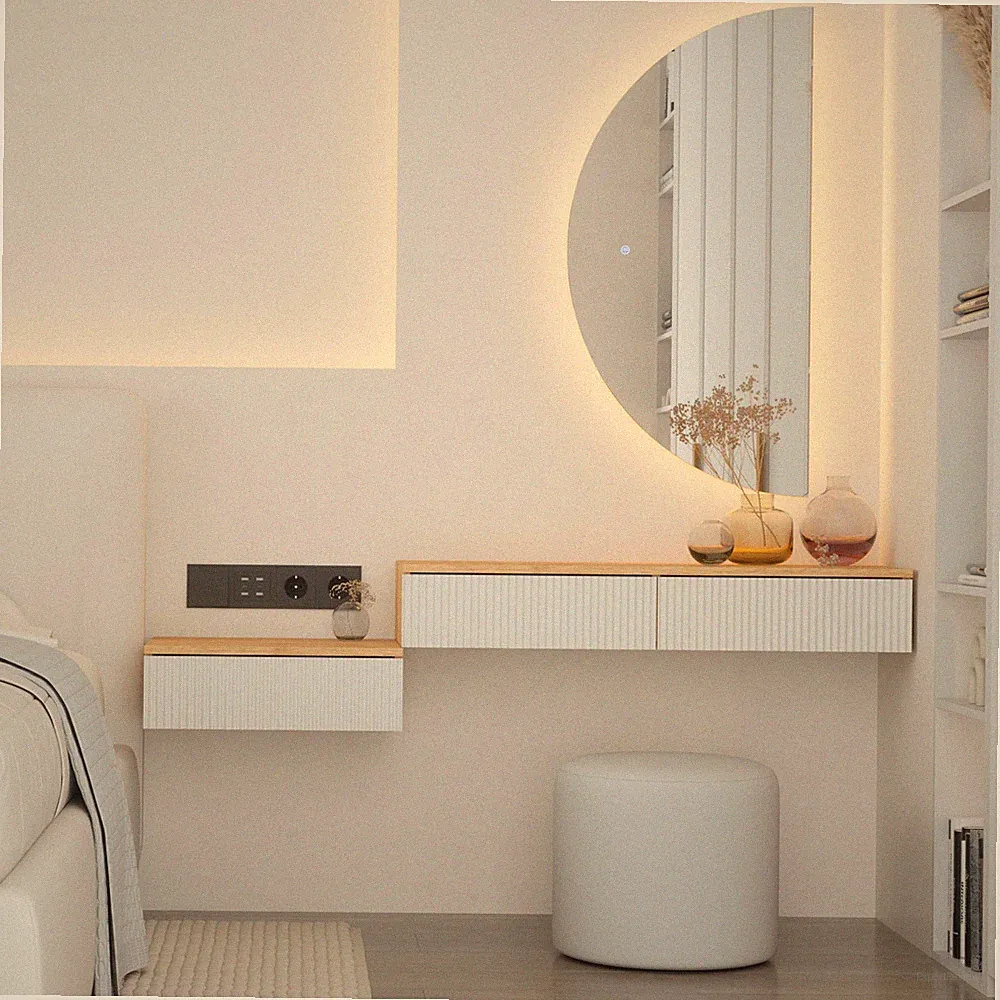 Planetmöbel AMYRA Schlafzimmer Set - Nachttisch 50 cm und Schminktisch 100 cm