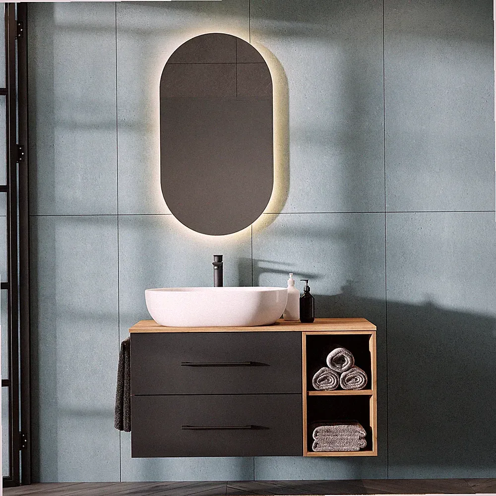 Planetmöbel Badmöbel Set LUX 100 cm oder 120 cm mit Waschbecken und Spiegel