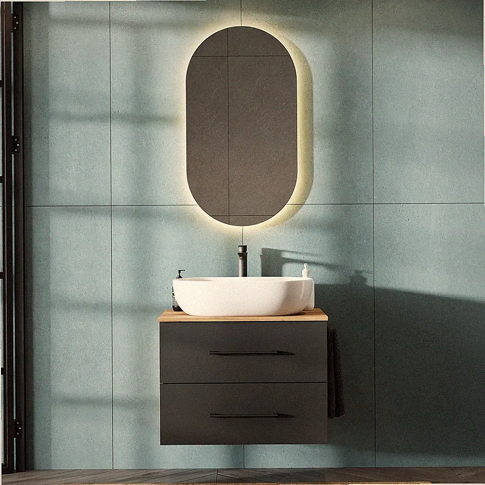 Planetmöbel Badmöbel Set LUX 70 cm oder 90 cm mit Waschbecken und Spiegel