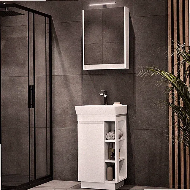 Planetmöbel Badmöbel Set NYX Matt Weiß 45 cm Badezimmermöbel Waschbecken