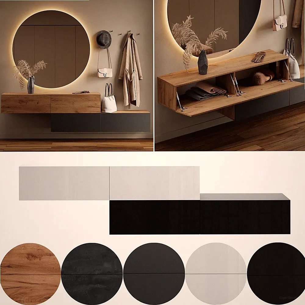 Planetmöbel Garderobenschrank Flur 2 x 160 cm, Wandkonsole für jeden Flur