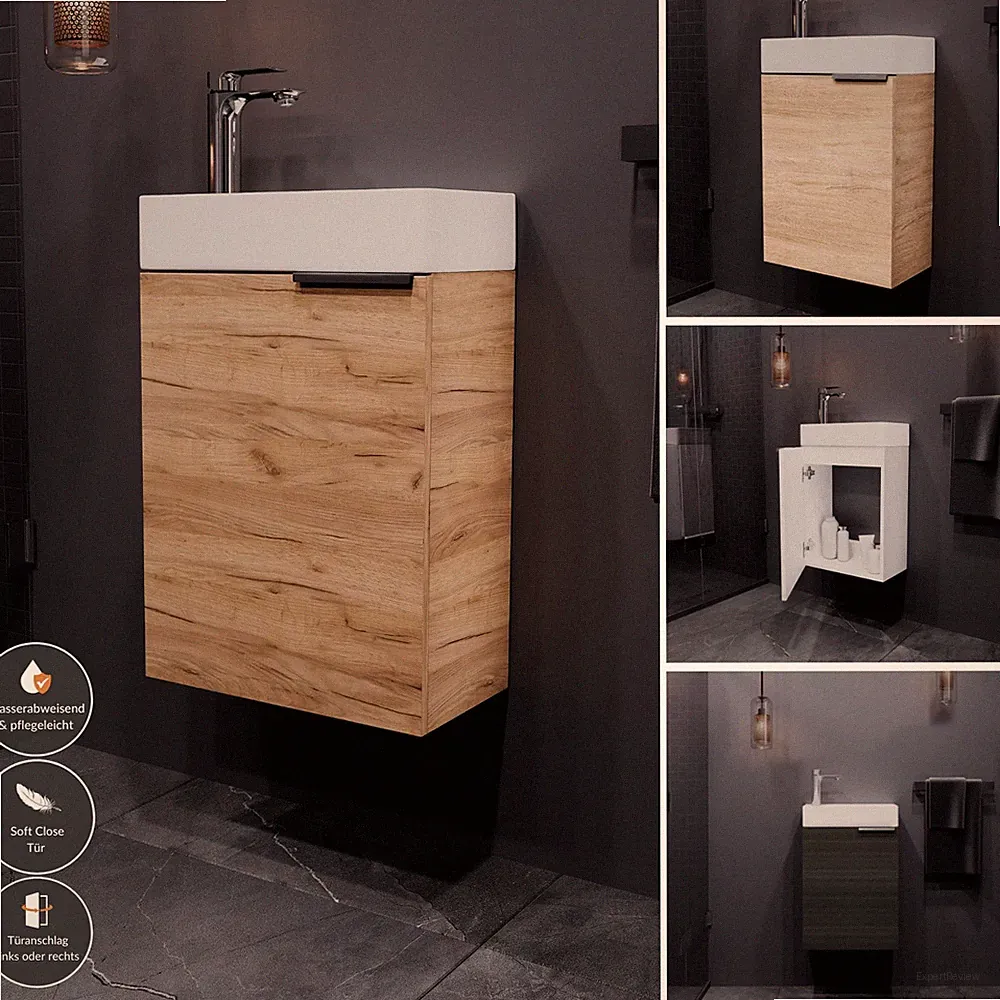 Planetmöbel Waschtisch mit Unterschrank 40 cm Waschbeckenunterschrank WC Bad