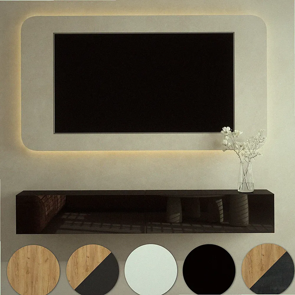 Planetmöbel WEST 2x TV-Board 100 cm – Moderne Lowboards Fernsehmöbel Wohnzimmer