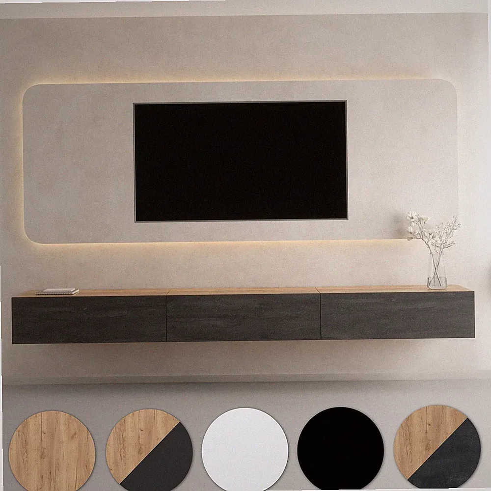 Planetmöbel WEST 3x TV-Board 100 cm – Moderne Lowboards Fernsehmöbel Wohnzimmer