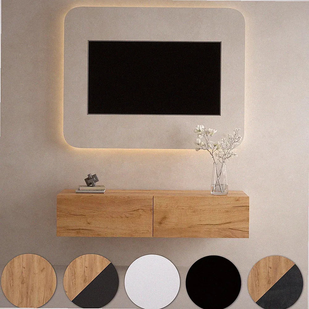 Planetmöbel WEST TV-Board 140 cm – Modernes Lowboard Fernsehmöbel für Wohnzimmer