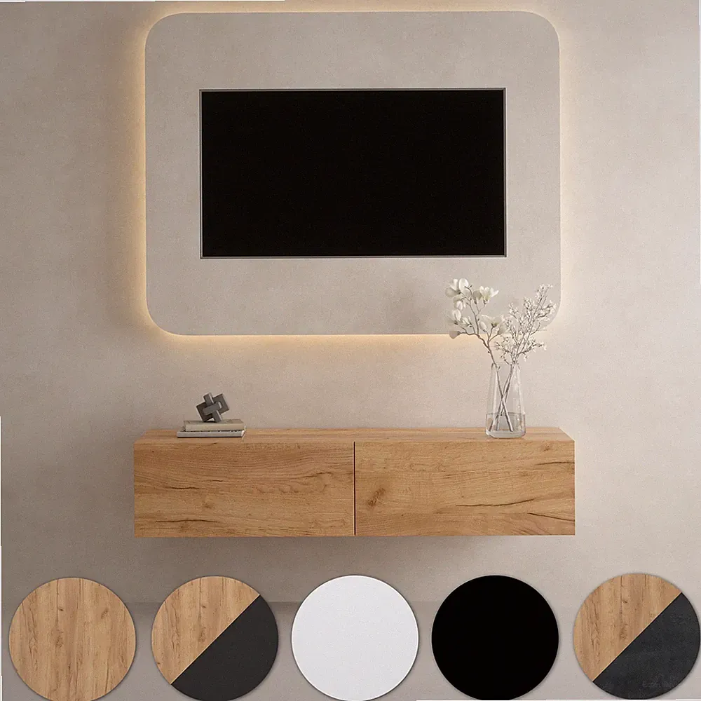 Planetmöbel WEST TV-Board 140 cm – Modernes Lowboard Fernsehmöbel für Wohnzimmer