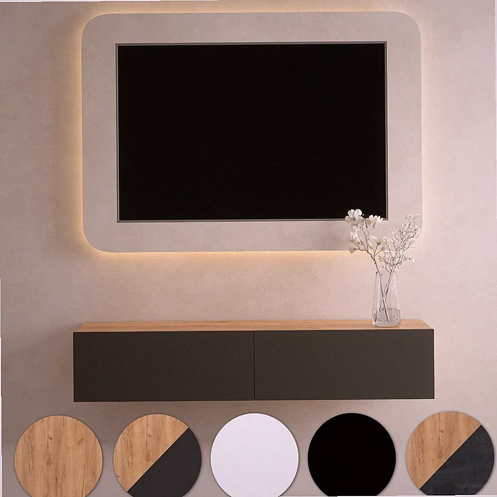 Planetmöbel WEST TV-Board 160 cm – Modernes Lowboard Fernsehmöbel für Wohnzimmer