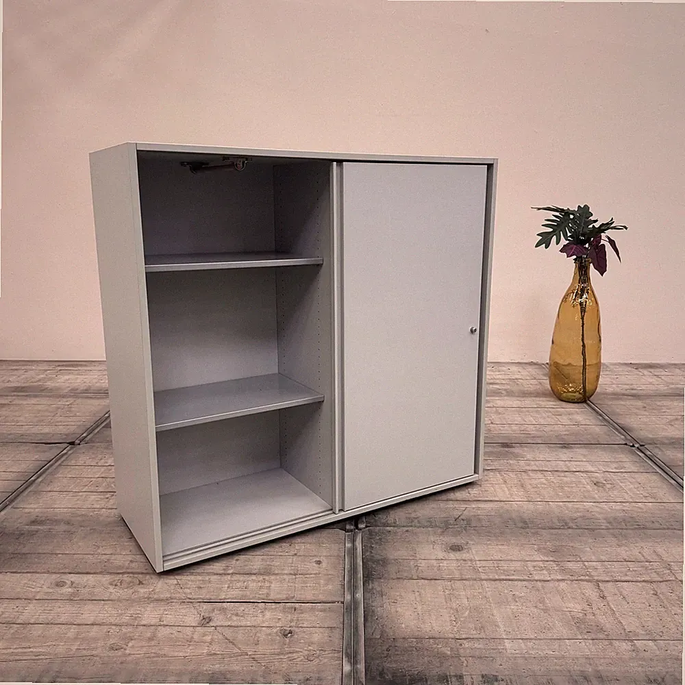 Planmöbel Highboard 120cm 3OH Grau Büro Schrank