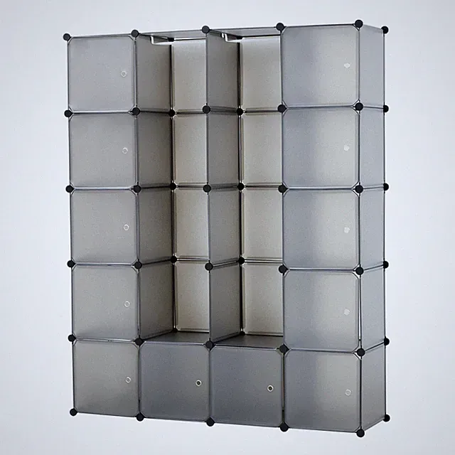 Platzsparende Kleiderschrank, Steckregal mit stapelbaren Fächern mit Türen, O...