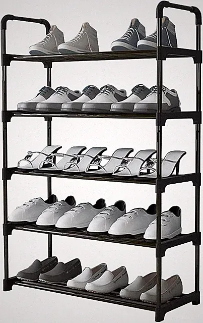 Platzsparendes Schuhregal mit 5 Ebenen, stabile Metallkonstruktion, Anti-Rost