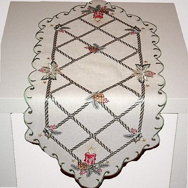 PLAUENER SPITZE Tischläufer Weihnachten 40x90 Tischdecke Decke Läufer STICKEREI