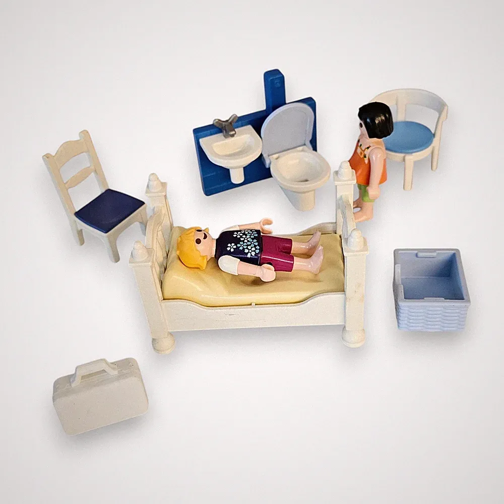 Playmobil Schlafzimmer Badezimmer Bett Toilette Familie Möbel Set