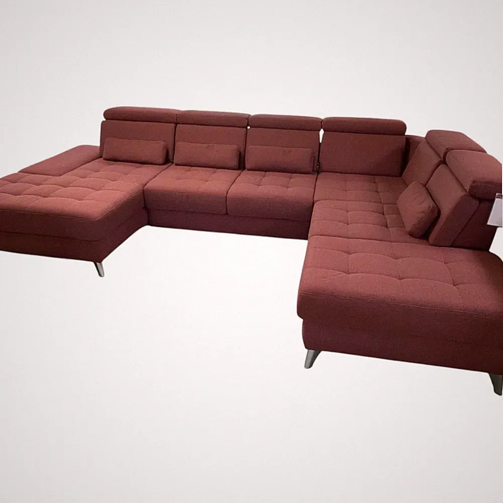 Poco Ecksofa Alicante Stoff Portofino Bordeaux Rot Füße Metall Chrom