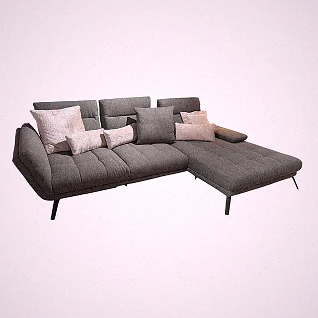 Poco Ecksofa Brixton Stoff Jazz Khaki 757 Grau Fuß Schwarzmatt mit Fußstütze