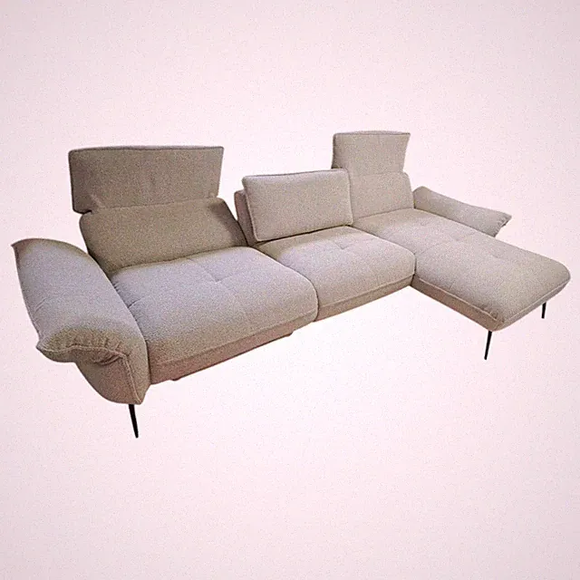 Poco Ecksofa LS24 Hunte Stoff Space Nature Beige Füße Metall Schwarz