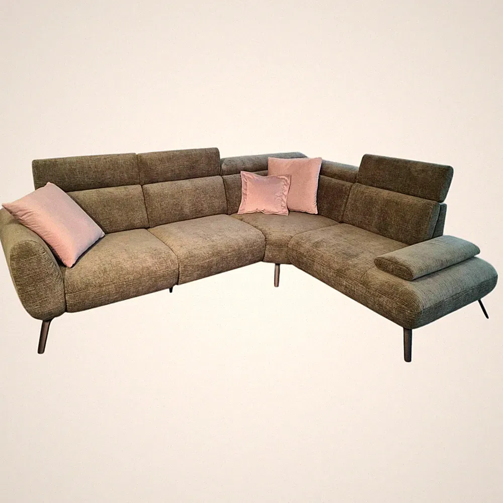 Poco Ecksofa LS25 Basila Stoff Marubia Olive 07 Grün mit 3 Kissen