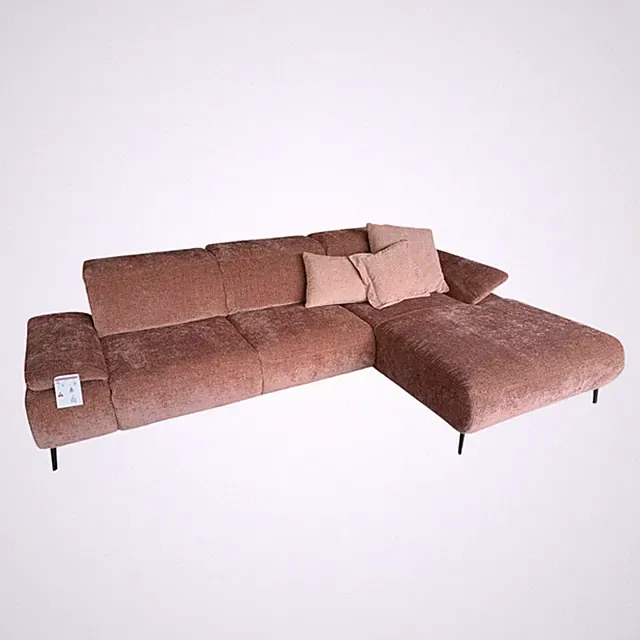 Poco Ecksofa Nicolai Stoff Nile Kupfer 300 Braun Fuß Schwarz Matt
