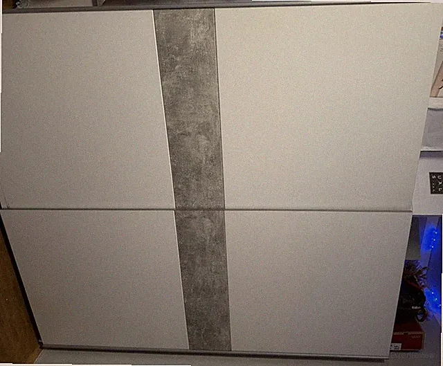 poco Kleiderschrank Weiß/Grau 170x195x55,5 cm 2 Schiebetüren Kleiderstange