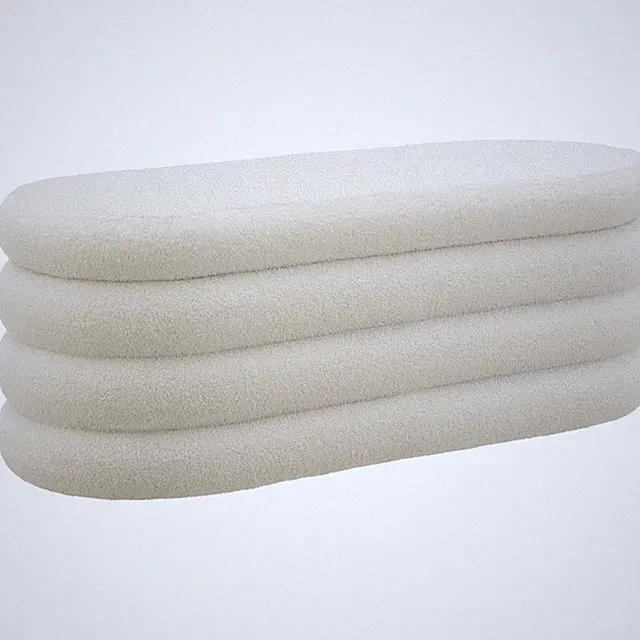 Polsterbank Altu mit großem Stauraum Sitzbank Bouclé creme-weiß B-Ware