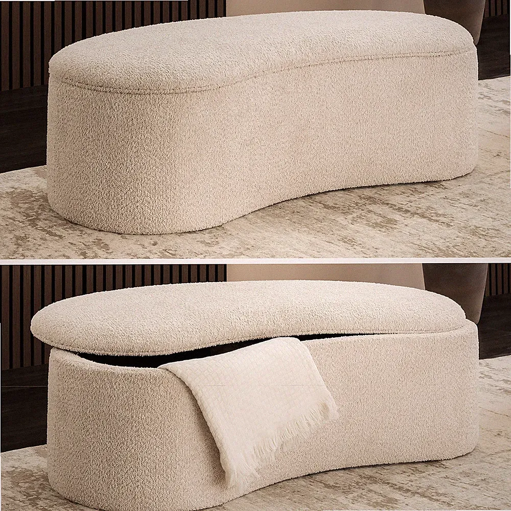 Polsterbank ELEMENTAL - 120cm - champagner beige - Bouclé - Sitzbank Stauraum