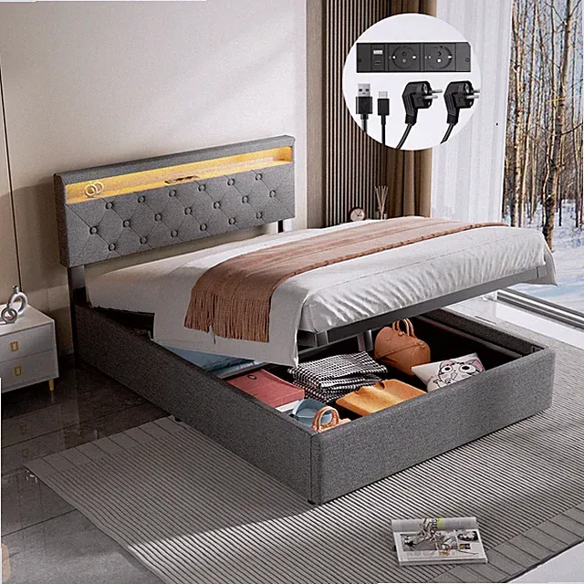 Polsterbett 140x200 Doppelbett Stauraum Bett Lattenrost Bettkasten Boxspringbett