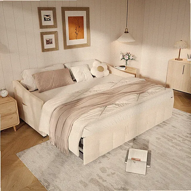 Polsterbett Ausziehbares 90/180x200 cm Schlafsofa-mit-Lattenrost Samt Doppelbett
