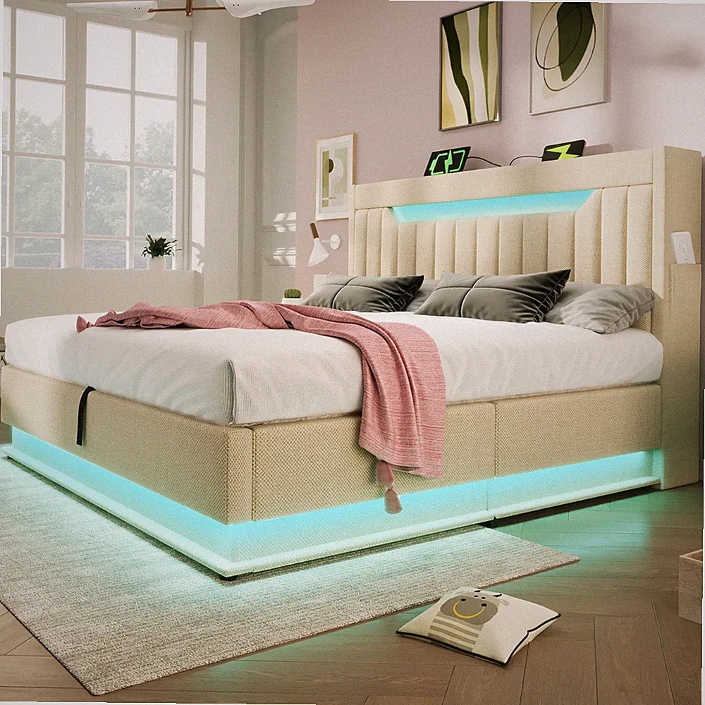 Beige Bett