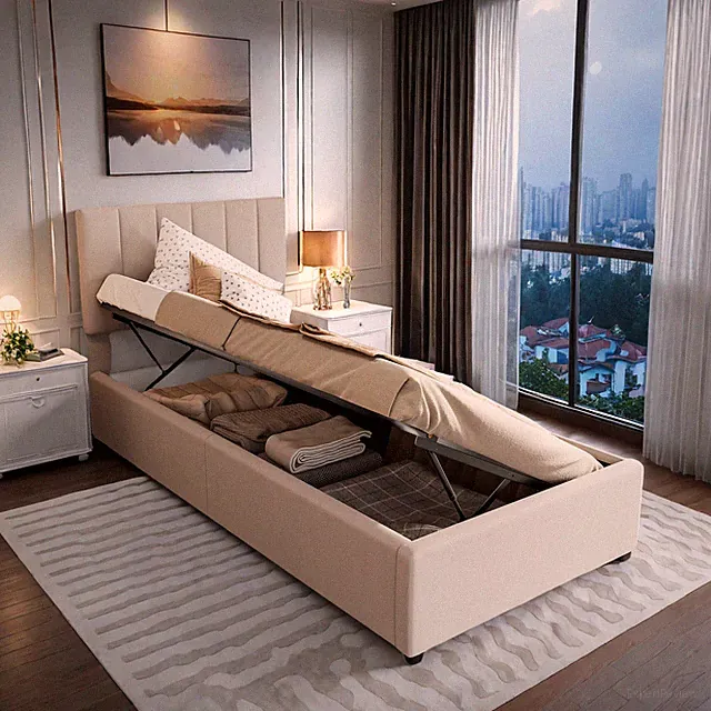 Polsterbett Boxspringbett 90x200cm,Einzelbett mit Stauraum,Lattenrost,Bettkasten