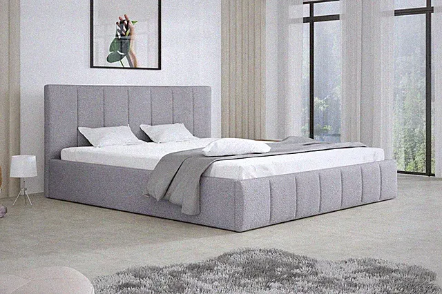 Polsterbett Doppelbett DETROIT Komplettset 180x200cm Stoff Freya Silbergrau