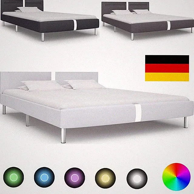 Polsterbett Einzelbett Jugendbett Bettgestell mit LED 90/120/140/160/180 x 200cm