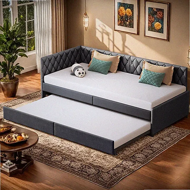 Polsterbett Jugendbett 90x200cm,Tagesbett Ausziehbares Schlafsofa mit Lattenrost