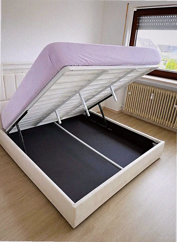 Polsterbett Weiß 180x200 mit Stauraum (aufklappbar) inkl. Lattenrost
