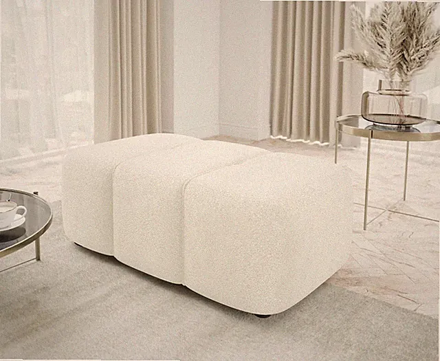 Polsterhocker Furyn Boucle Sitzbank Fußbank Pouf Polstergarnitur Wohnzimmer